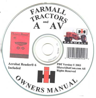 Farmall A & AV Owners Manual PDF - Click Image to Close