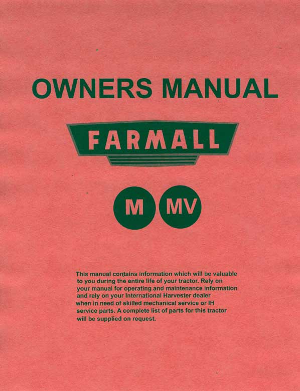 Farmall M & MV Operators Manual PRINT - Click Image to Close