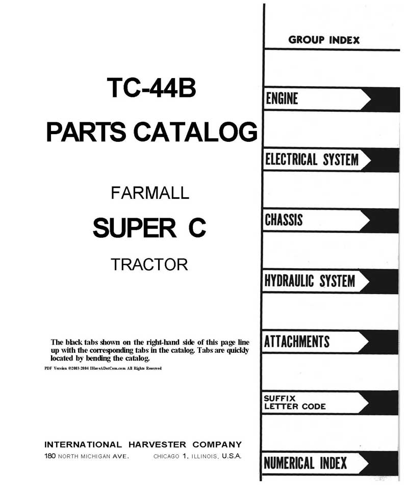 Farmall C Parts Manual Catalog